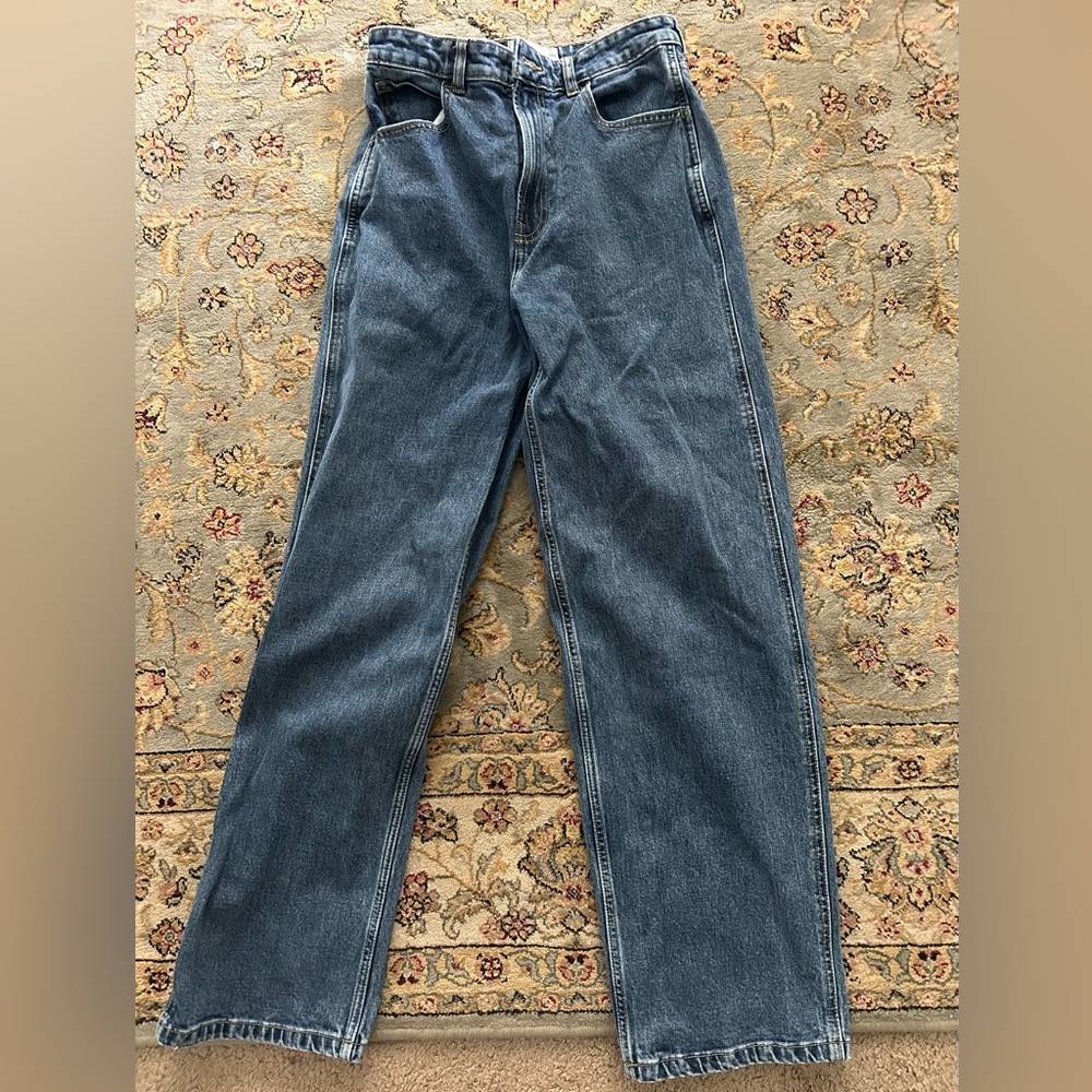 Everlane Way-High Wide Leg Blue Jeans